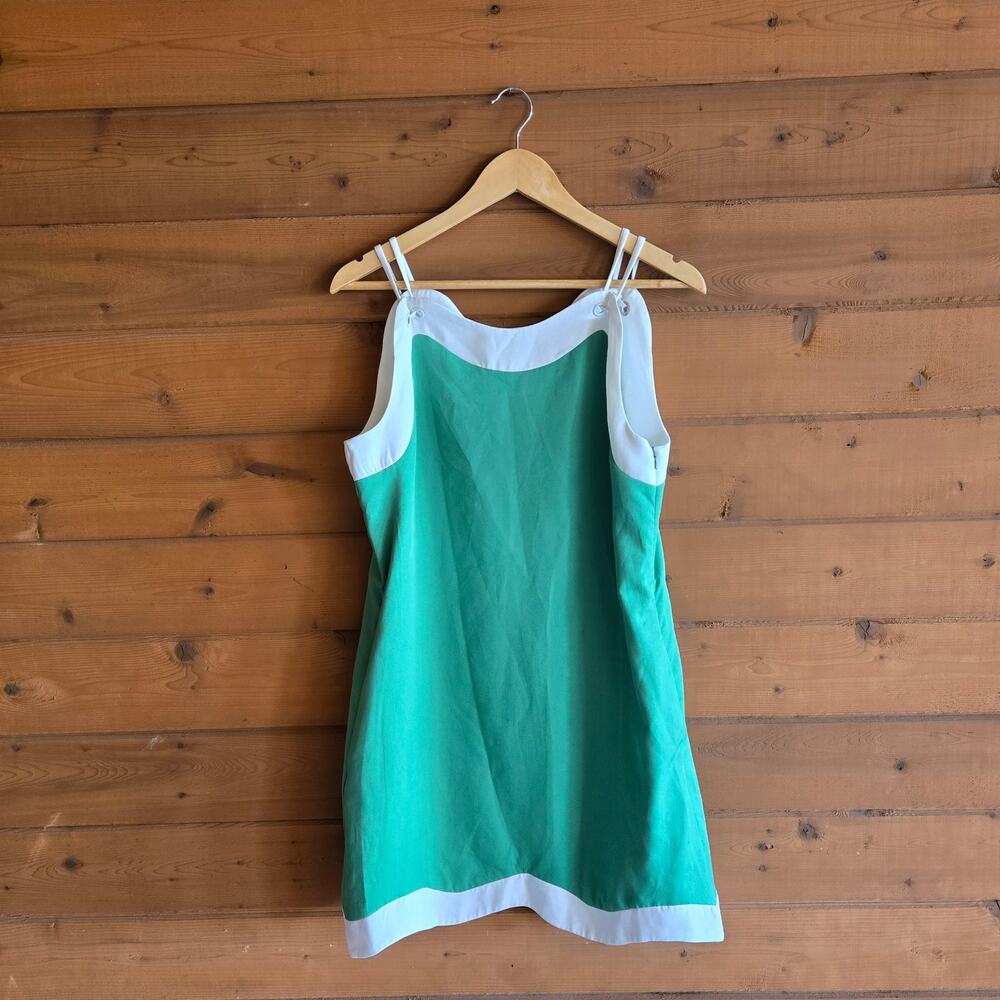 Aureum Mod Mini Dress Scallop Green White Gameday M Retro Beachy Pinup Summer - Picture 2 of 7